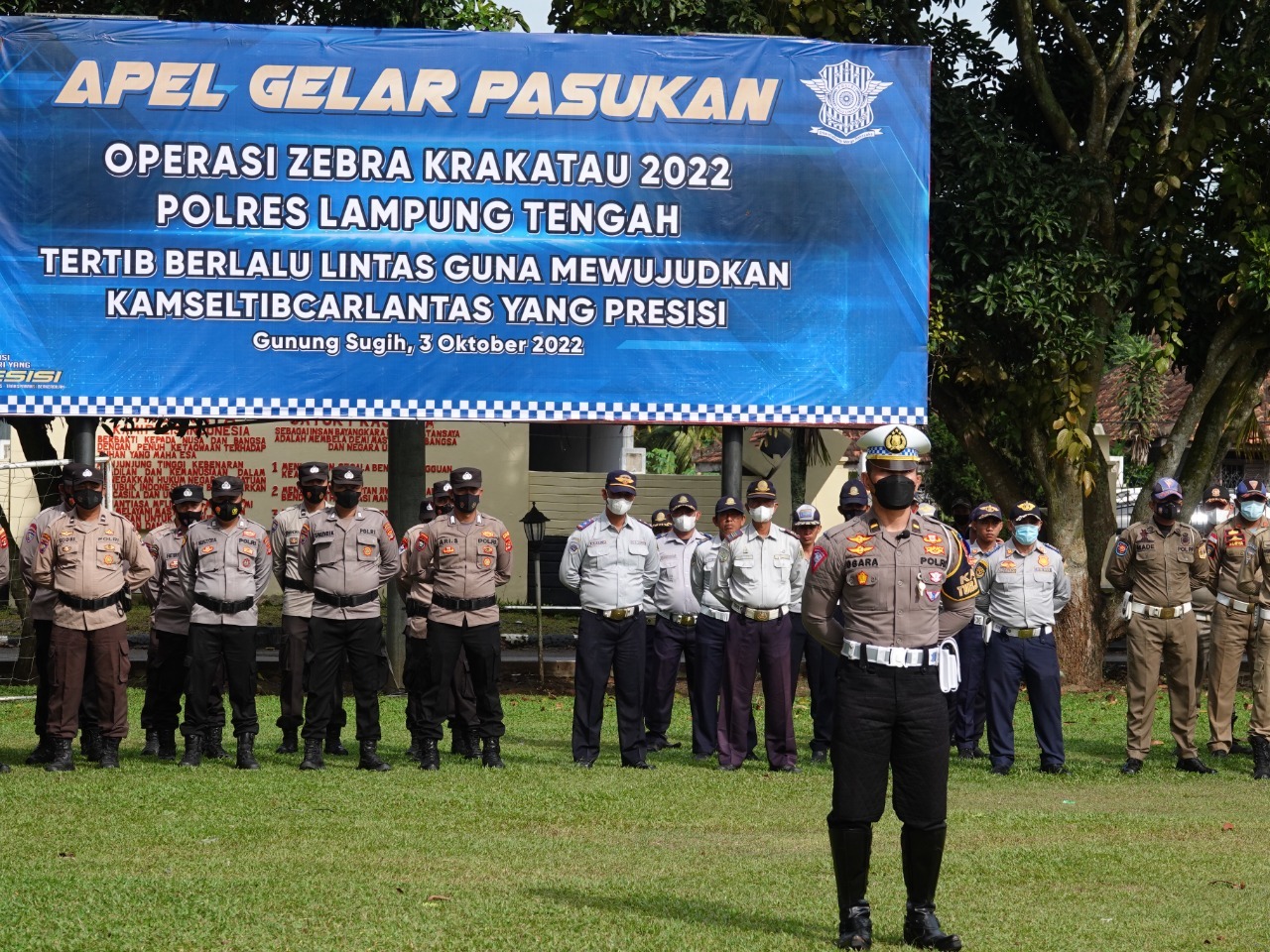 Kapolres Lampung Tengah AKBP Doffie Fahlevi Sanjaya,S.I.K.,M.Si Memimpin Apel Gelar Pasukan Dalam Rangka Operasi Zebra