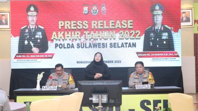 Polda Sulsel Gelar Press release Giat Akhir Tahun 2022 di Mapolrestabes Makassar