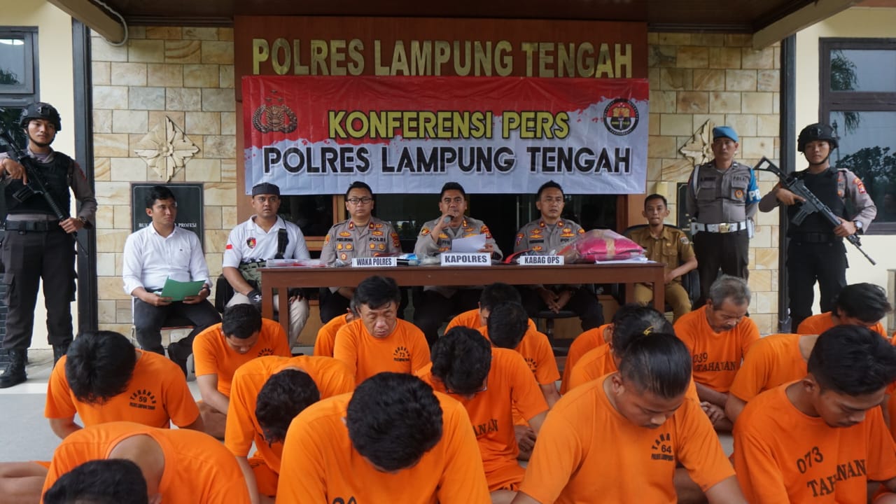 Ungkap 8 Kasus Menonjol dalam Satu Bulan Terakhir, Polres Lampung Tengah Gelar Konferensi Pers 