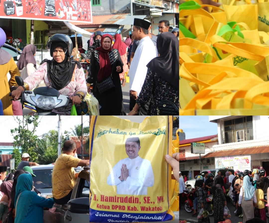 Jelang 1 Ramadhan 1444 H, Ketua DPRD Wakatobi Bagi Ratusan Paket Beras Di Pasar